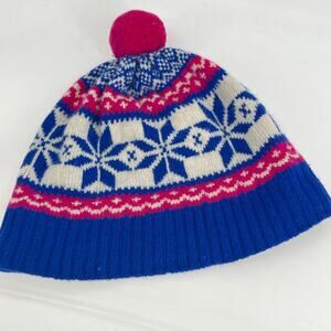 Vineyard Vines Beanie Lambswool Icelandic Nordic Toque Fair Isle Blue Pink